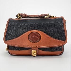 Vintage Dooney & Bourke Black All Weather Leather Top Handle Bag